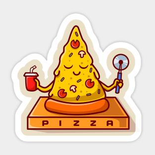 Cute Pizza Yoga Meditation Cartoon Sticker